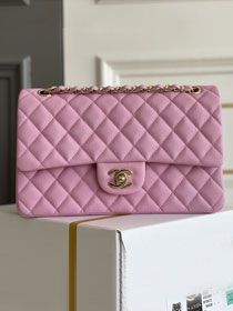 CC original grained calfskin medium flap bag A01112 pink