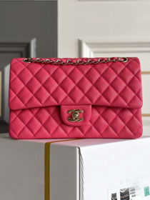 CC original grained calfskin medium flap bag A01112 rose red