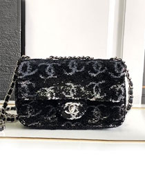 CC original sequins small flap bag AS4297 black