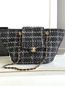 2024 CC original raffia shopping bag AS3786 black