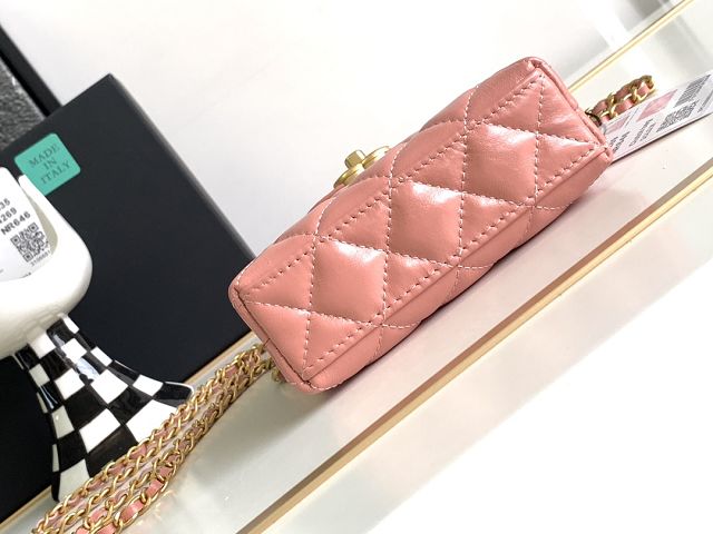 CC original aged calfskin clutch with chain AP3435 pink