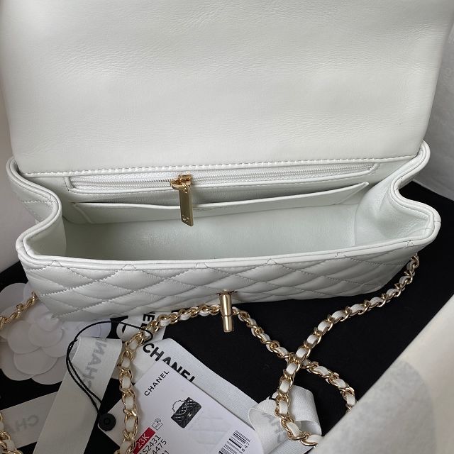 2023 CC original lambskin top handle flap bag AS2431 white