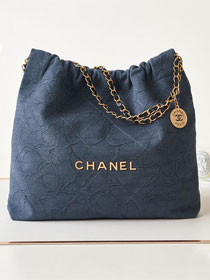 2024 CC original cashmere jacquard 22 medium handbag AS3261 blue