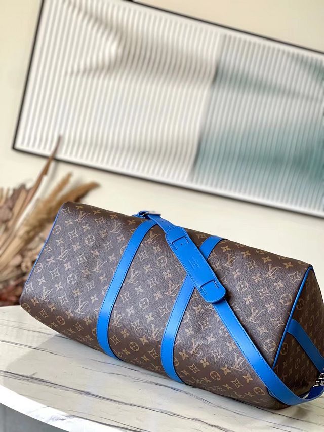 Louis vuitton original monogram canvas keepall 50 M46772 blue