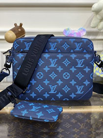 Louis vuitton original calfskin trio messenger bag M46263 blue