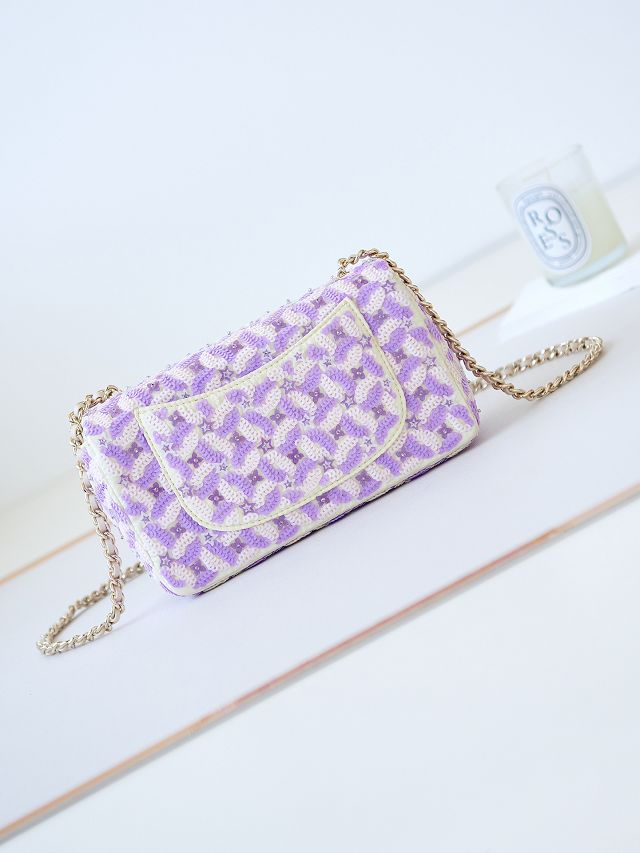 CC original sequins medium flap bag AS3965 purple