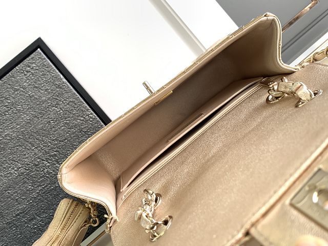 2024 CC original mirror calfskin backpack AS4649 gold