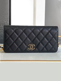 CC original grained calfskin clutch with chain AP3582 black