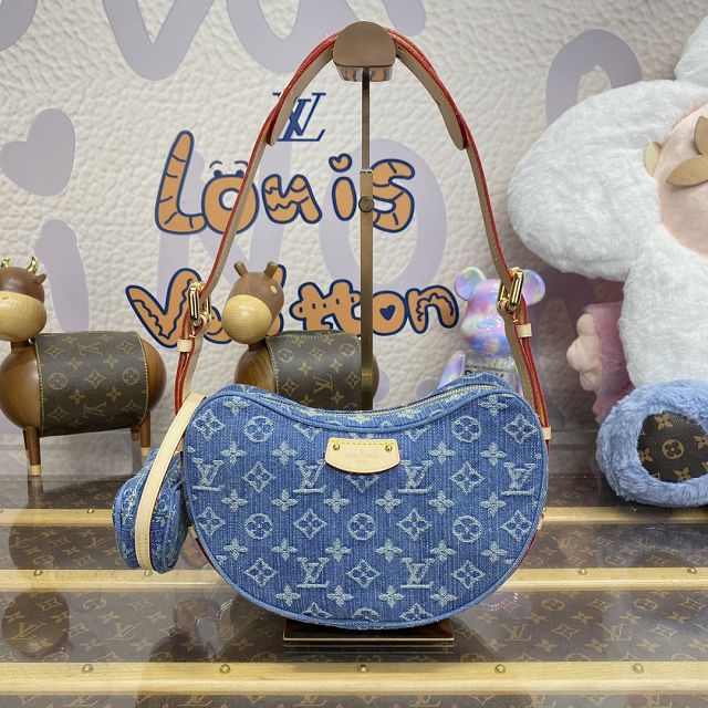 2024 Louis vuitton original denim croissant MM handbag M46856 blue