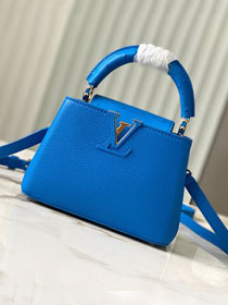 Louis vuitton original calfskin capucines mini handbag M22606 blue