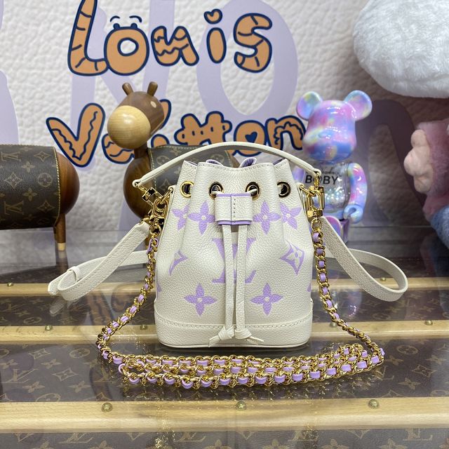 Louis vuitton original calfskin nano noe handbag M82933 white&purple