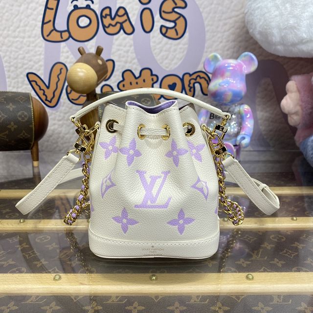 Louis vuitton original calfskin nano noe handbag M82933 white&purple