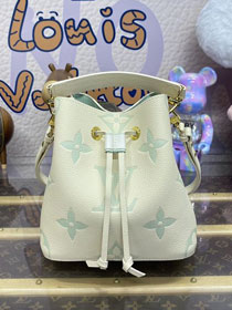 Louis vuitton original calfskin neonoe BB bucket bag M24048 white&green