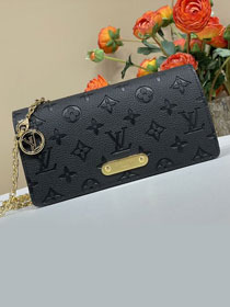 Louis vuitton original calfskin wallet on chain lily M82509 black