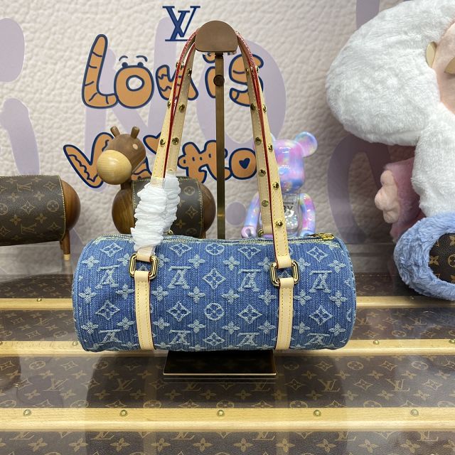 Louis vuitton original denim papillon bag M46830 blue