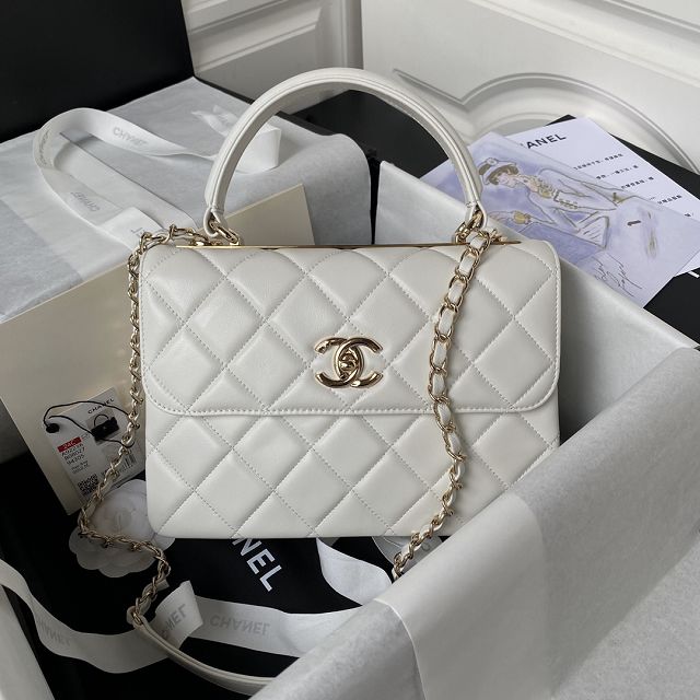 CC original lambskin top handle flap bag A92236 white