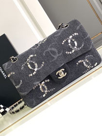 CC original denim small flap bag A01113 black