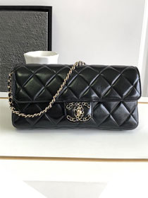 CC original lambskin clutch with chain AP3562 black 