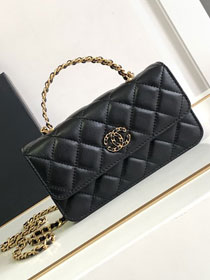 CC original lambskin clutch with chain AP3567 black