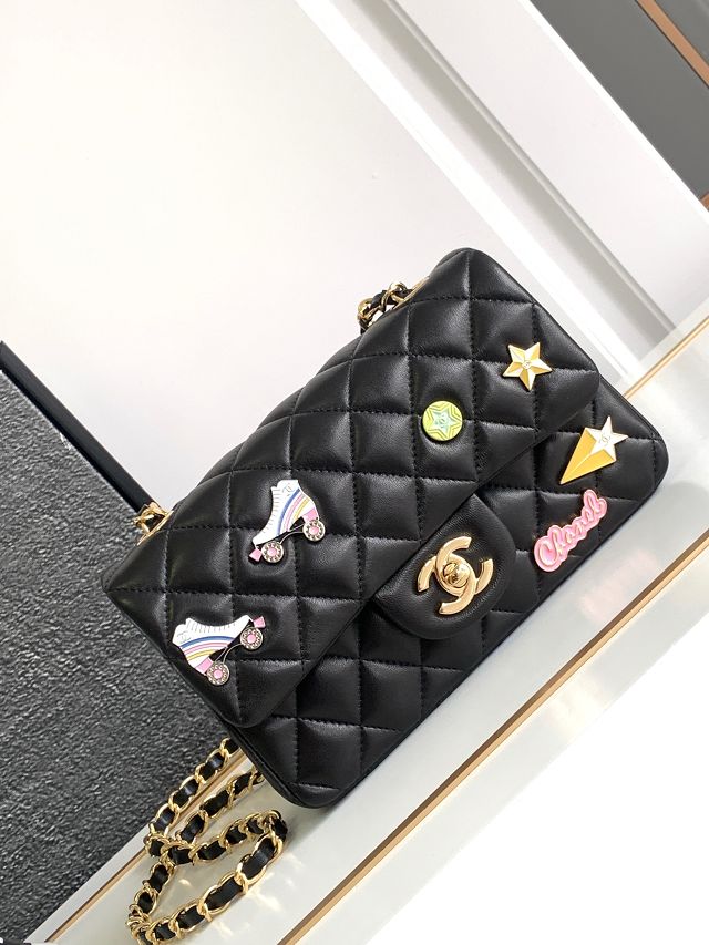 CC original lambskin mini flap bag A69900 black