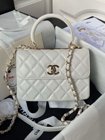 CC original lambskin mini top handle flap bag AS4654 white