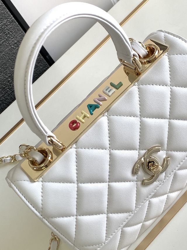 CC original lambskin mini top handle flap bag AS4654-2 white