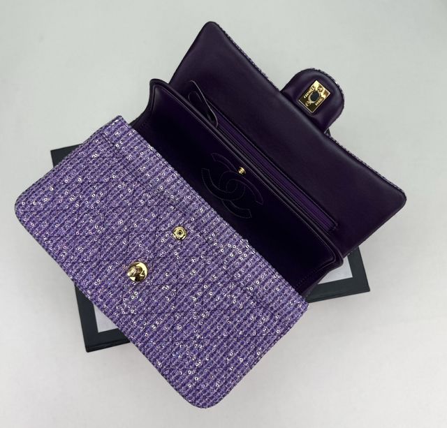 CC original tweed medium flap bag A01112 purple