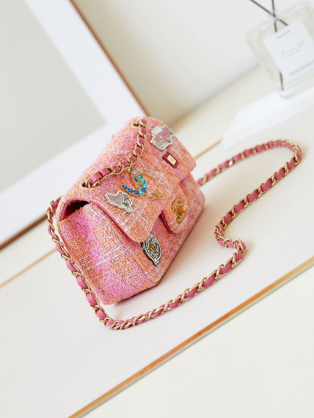 CC original tweed mini flap bag A69900 pink