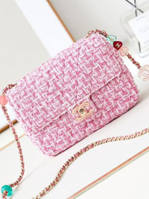 2024 CC original tweed small flap bag AS3783 pink