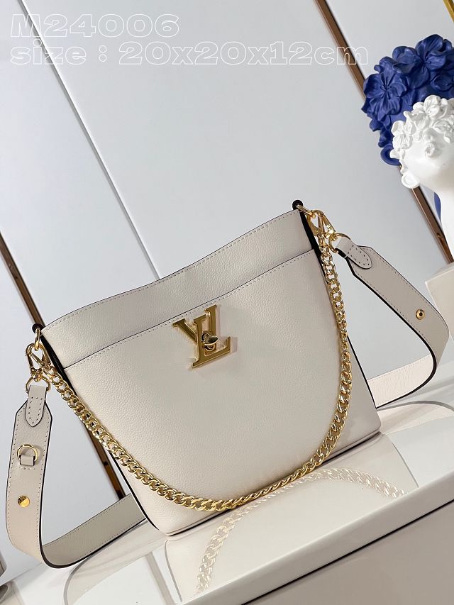 Louis vuitton original calfskin lock&walk handbag M24638 white