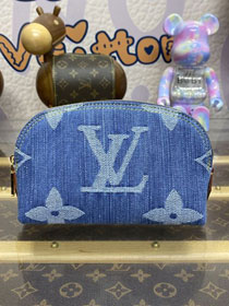 Louis vuitton original denim pochette cosmetique M24316 blue	