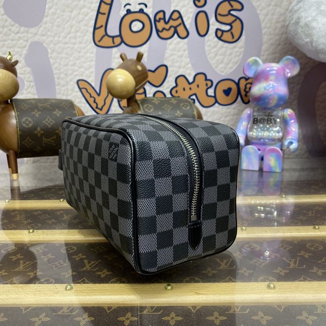 Louis vuitton original damier graphite locker dopp kit N83114