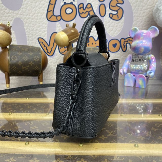 Louis vuitton original calfskin capucines east west mini M23955 black