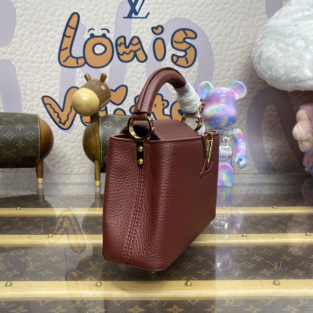 Louis vuitton original calfskin capucines mini handbag M22606 burgundy