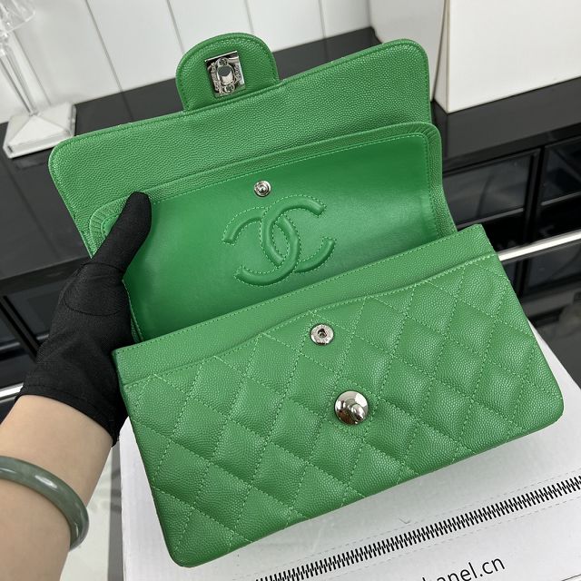 CC original grained calfskin small flap bag A01113 green