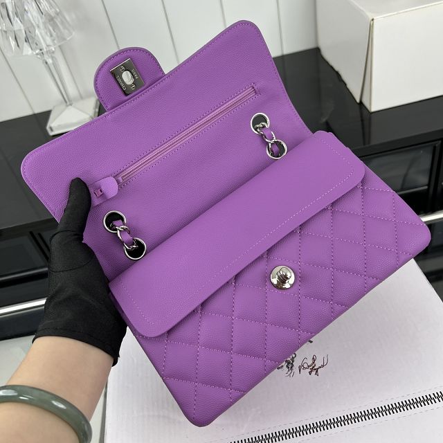 CC original grained calfskin small flap bag A01113 purple