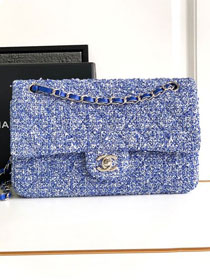 CC original tweed medium flap bag A01112 blue