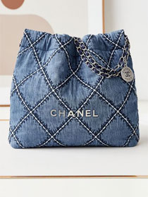 2024 CC original denim 22 small handbag AS3260 blue