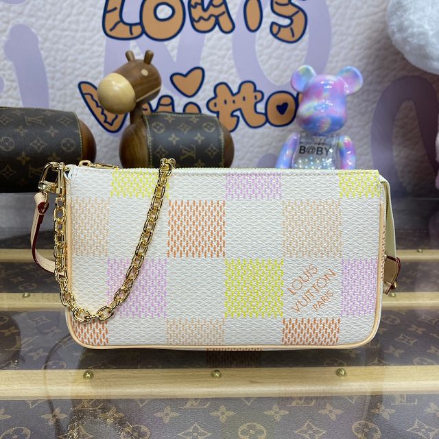 Louis vuitton original damier canvas pochette accessoires N40642 peach