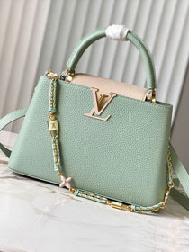 Louis vuitton original calfskin capucines mm handbag M59516 light green