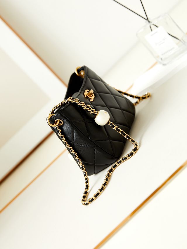 2024 CC original lambskin mini hobo bag AS4859 black