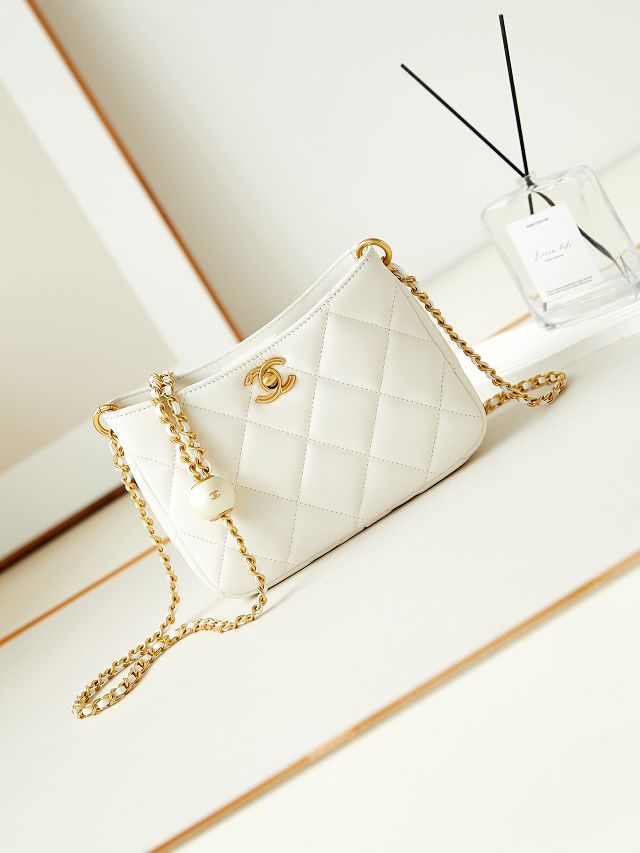 2024 CC original lambskin mini hobo bag AS4859 white