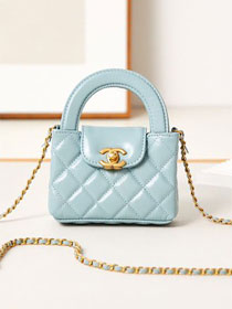 CC original aged calfskin clutch with chain AP3435 light blue