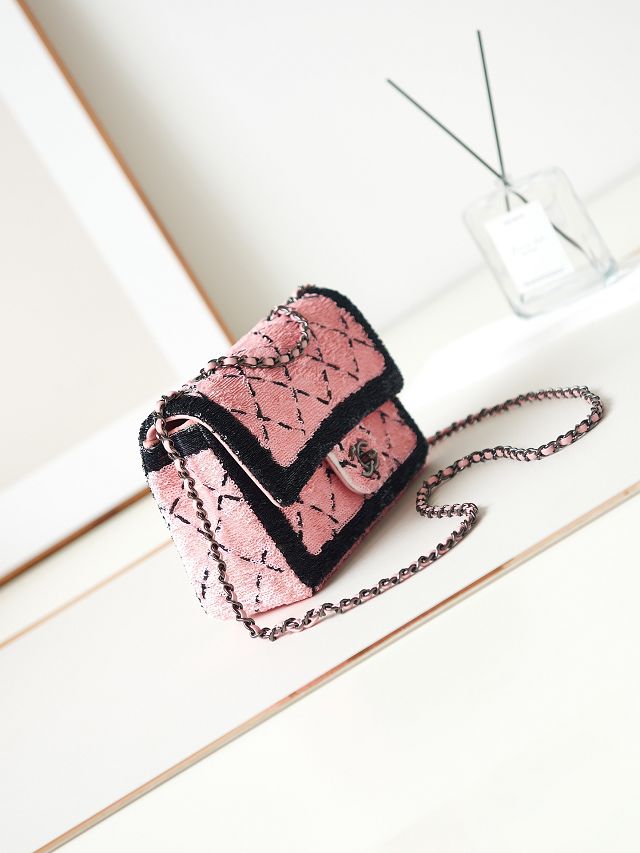 CC original sequins large flap bag AS4063 pink