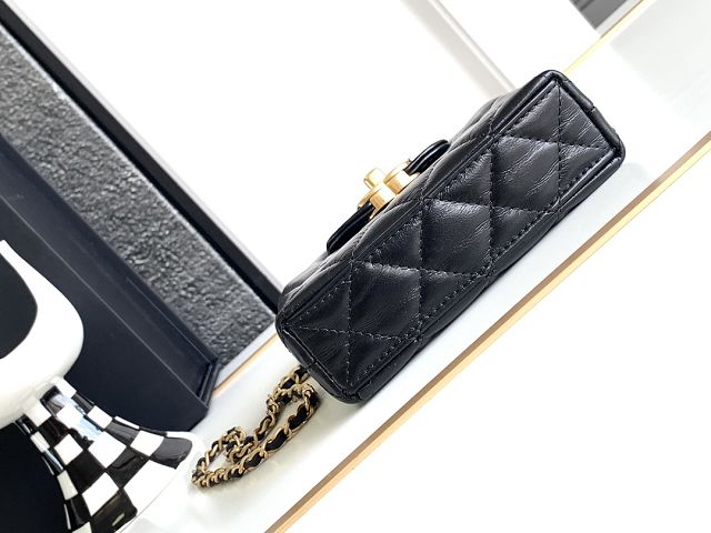 CC original aged calfskin clutch with chain AP3435 black