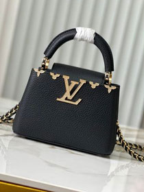 Louis vuitton original calfskin capucines mini handbag M48865 black