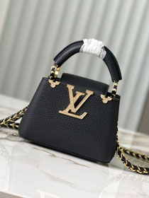 Louis vuitton original calfskin capucines nano handbag M24583 black