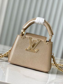 Louis vuitton original calfskin capucines nano handbag M24583 gold