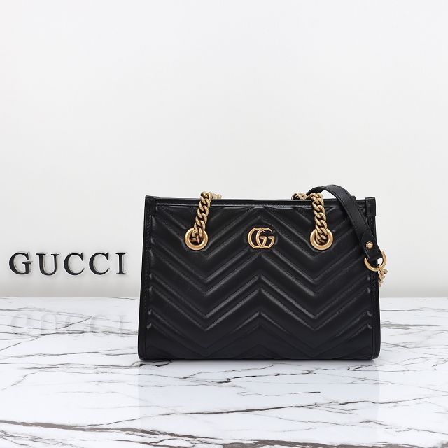 GG original calfskin marmont small tote bag 779727 black