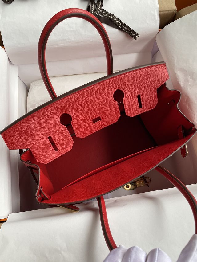 Hermes original epsom leather birkin 30 bag H30-3 rouge casaque